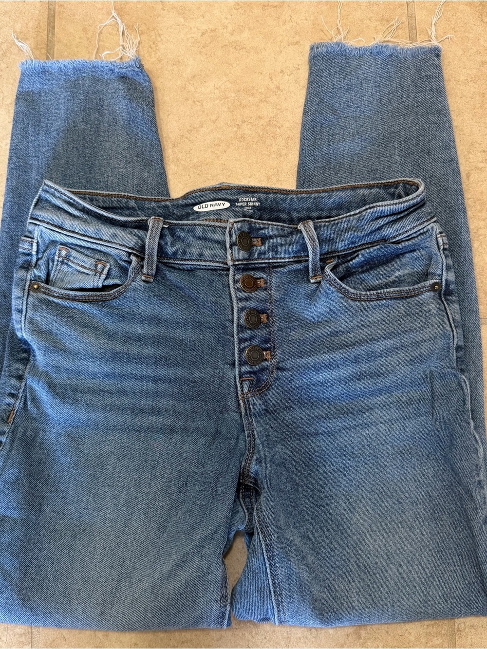 Old Navy Women's Blue High-Rise Button-Fly Jeans